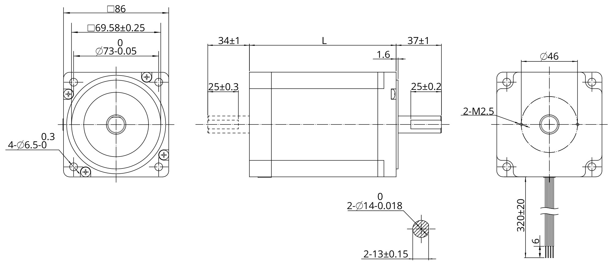 Hybrid Rotary Size 34 (86mm) Dimensional Drawing
